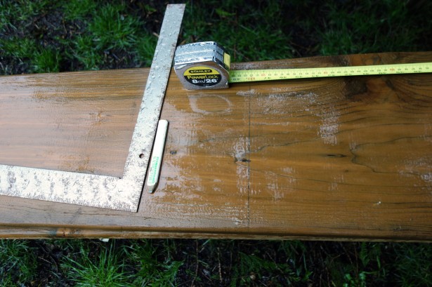 Measure to cut boards in half, to 4' lengths